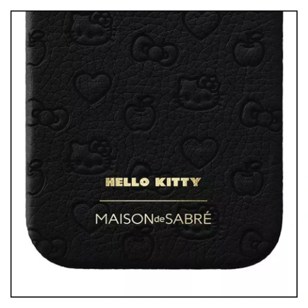 🆕 Maison de Sabré–Hello Kitty iPhone 16 Pro Case–Embossed Leather–Black Caviar